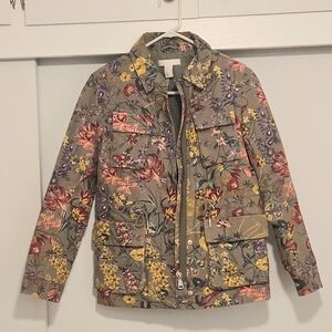 H&M Cottagecore Farmhouse Floral Chore Jacket Utility Gorpcore Women's Size 2